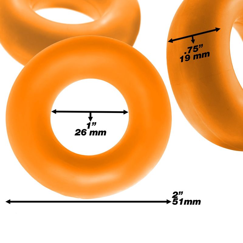Fat Willy 3 Pc Jumbo Cockrings Orange-OX-3065-ORG