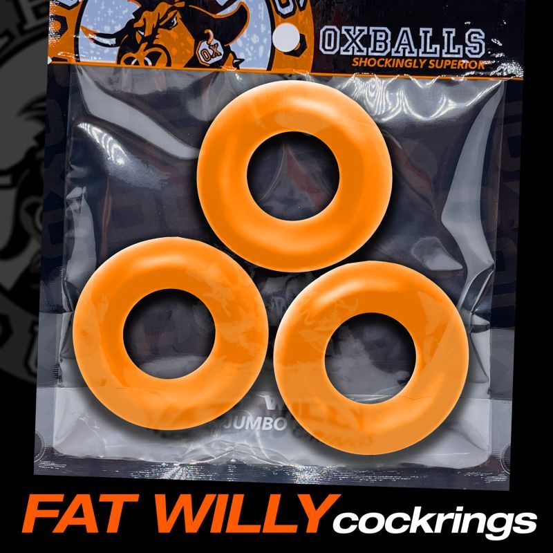 Fat Willy 3 Pc Jumbo Cockrings Orange-OX-3065-ORG