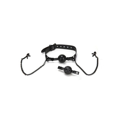 Whip Smart Diamond Ball Gag w Nipple Clips Black-WS1003-BLK