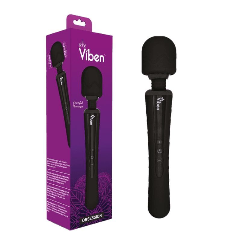 Viben Obsession Rechargeable Wand Massager Black-VB-66101-BLK