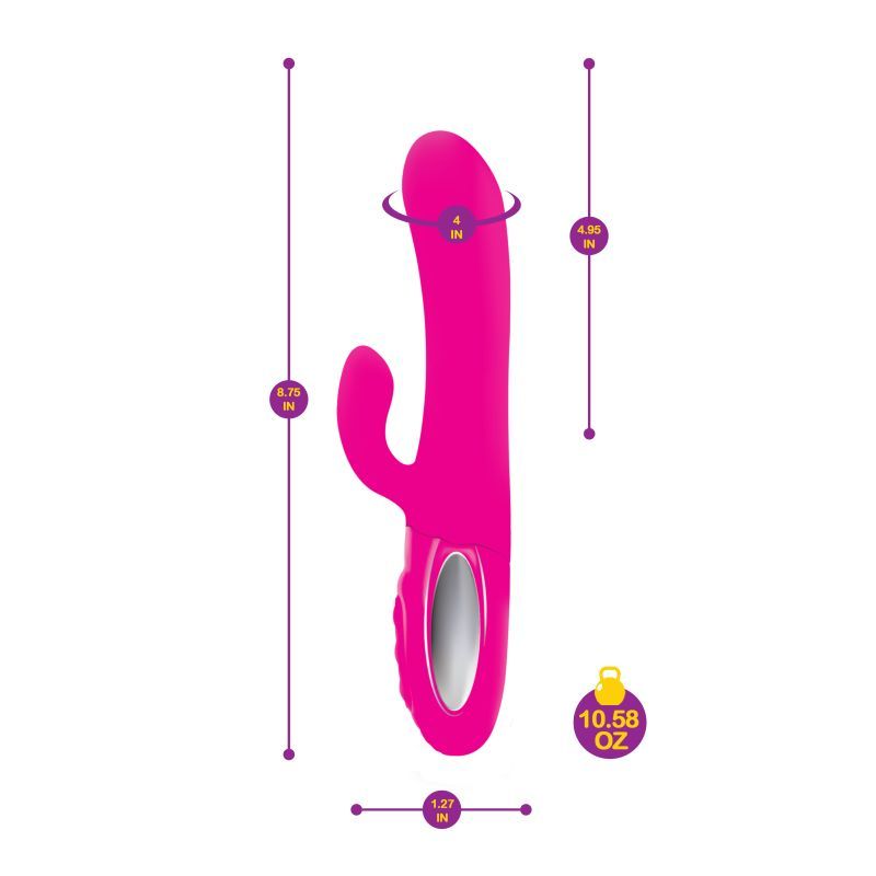 Viben Hypnotic Thrusting Rabbit Vibe w Swinging Clit Stim Hot Pink-VB-66107