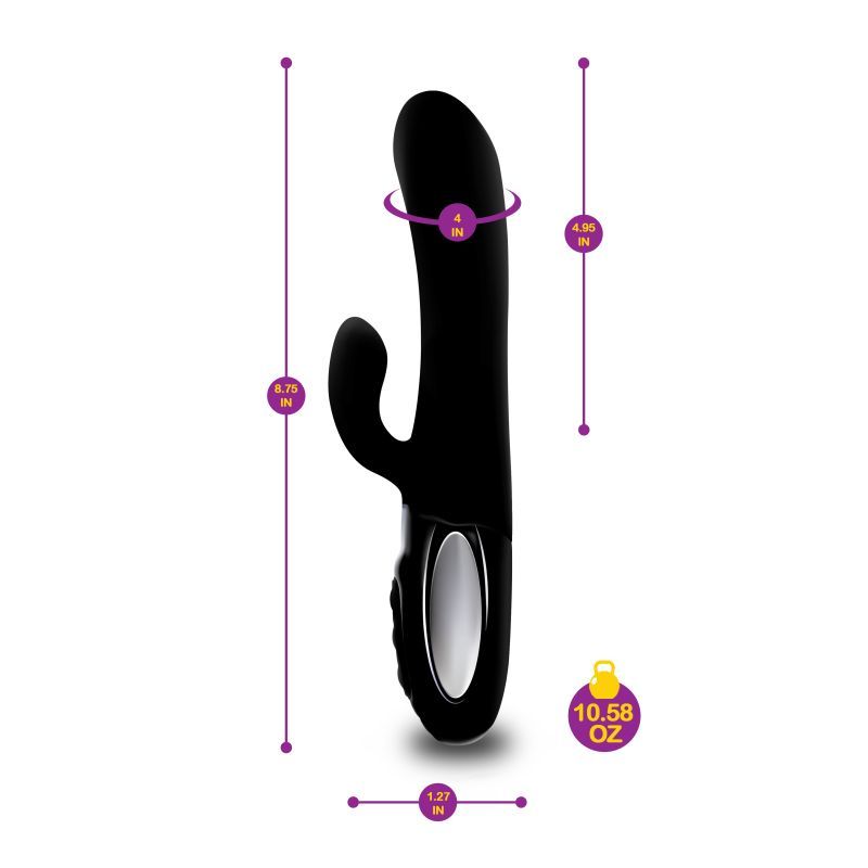 Viben Hypnotic Thrusting Rabbit Vibe w Swinging Clit Stim Black-VB-66108-BLK