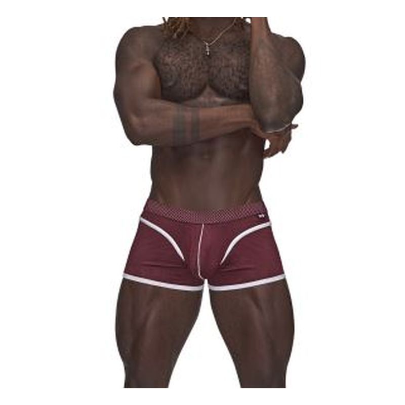 Male Power Sport Mesh Mini Short Burgundy-142-273-BURG-S