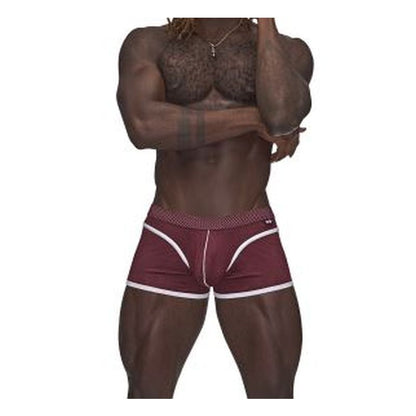 Male Power Sport Mesh Mini Short Burgundy-142-273-BURG-S