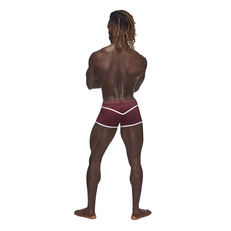 Male Power Sport Mesh Mini Short Burgundy-142-273-BURG-S