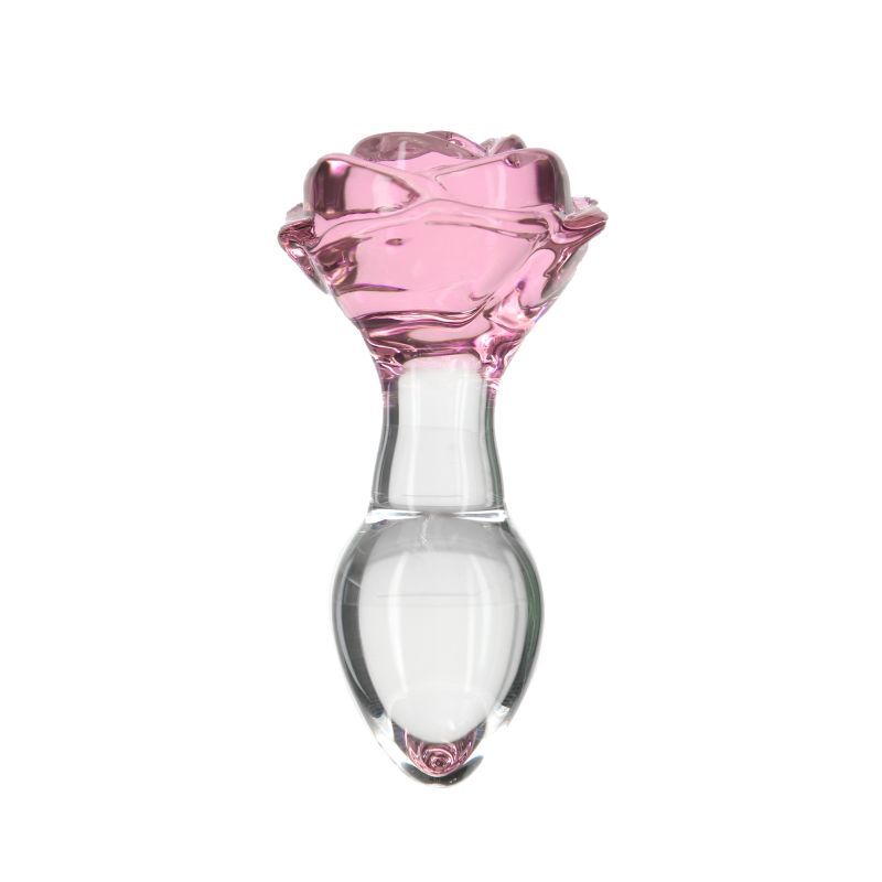Pillow Talk Rosy Luxurious Glass Anal Plug w Clear Gem-38016