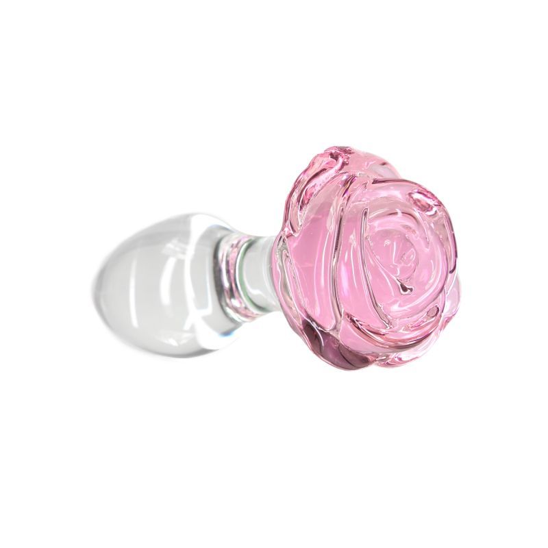 Pillow Talk Rosy Luxurious Glass Anal Plug w Clear Gem-38016