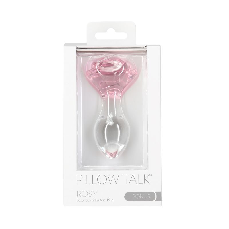 Pillow Talk Rosy Luxurious Glass Anal Plug w Clear Gem-38016