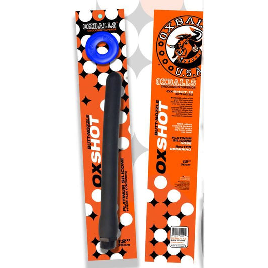 Oxshot Butt Nozzle 12in Shower Hose-OX-8000-12-BLKBLU