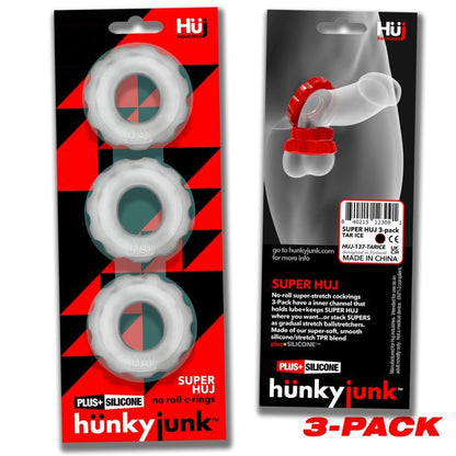 Super Hunkyjunk 3 Pc Cockrings Clear Ice-HUJ-137-CLRICE