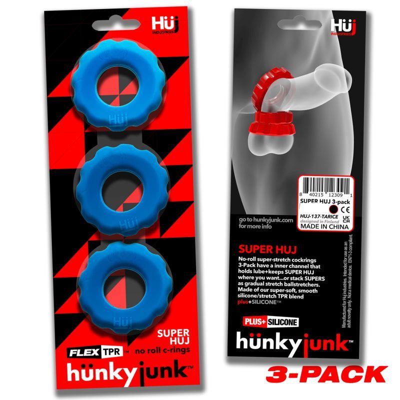 Super Hunkyjunk 3 Pc Cockrings Teal Ice-HUJ-137-TELICE