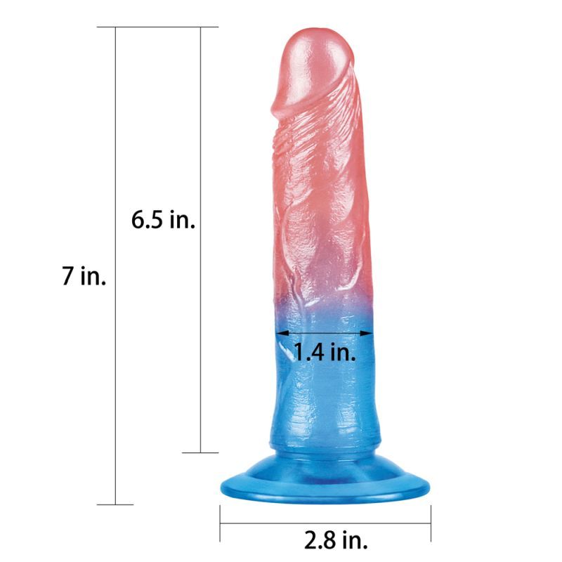 Dazzle Studs Dildo 7in Pink/Blue-LV318010-PNK/BLU
