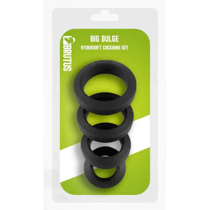 Brutus Big Bulge Silicone Cock Ring 4 Pc Set-139417-BLK