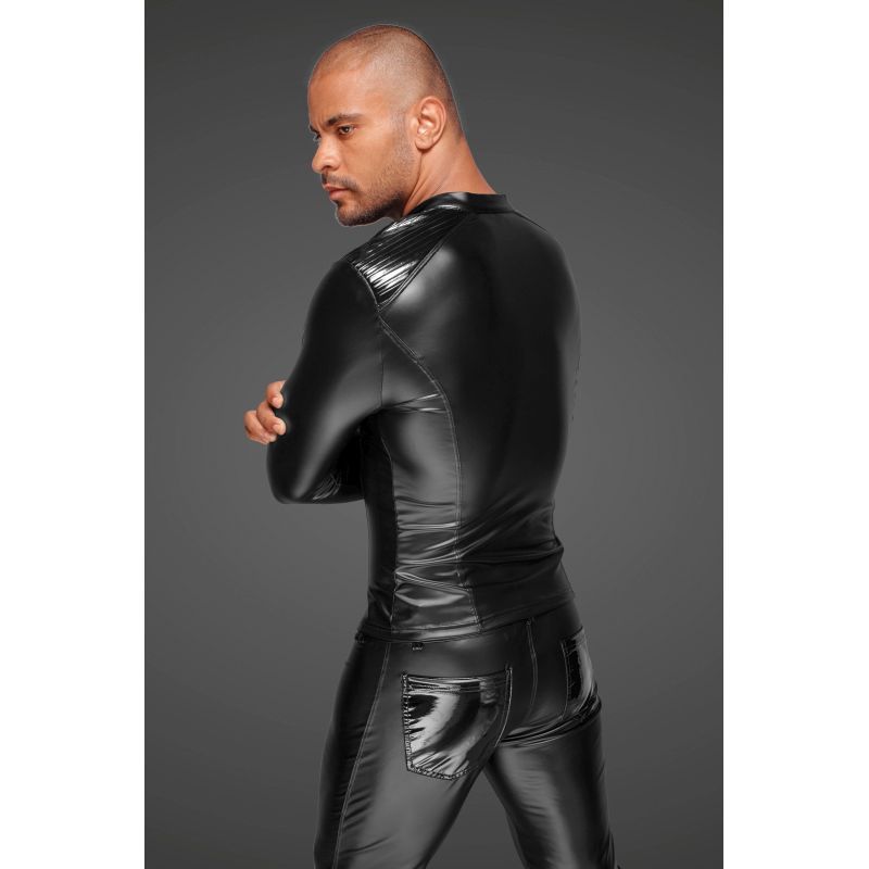 Power Wetlook Mens Jacket w Pleated PVC Epaulets-H052.00001-BLK-S