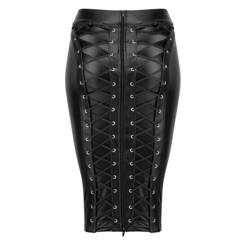 Power Wetlook Pencil Skirt w Long Zipper-F152.005-BLK-XXL