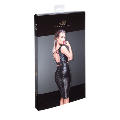 Power Wetlook Pencil Skirt w Long Zipper-F152.005-BLK-XXL