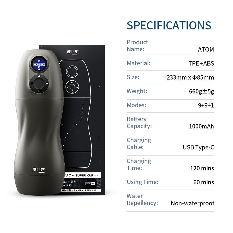 Atom Electronic Masturbator-AC02-BLK