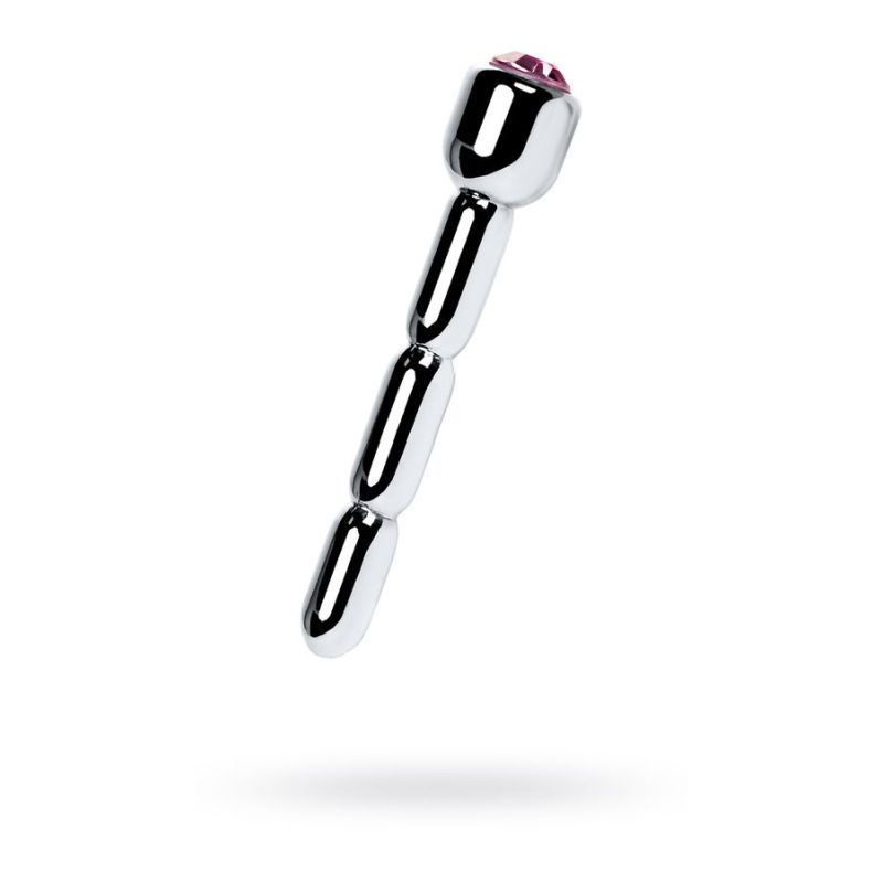 Silver Metal Urethral Plug w Ruby Rhinestone-717321