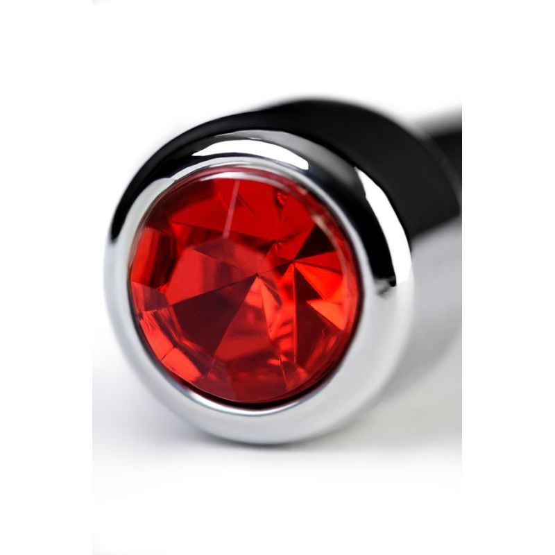 Silver Metal Urethral Plug w Ruby Rhinestone-717321
