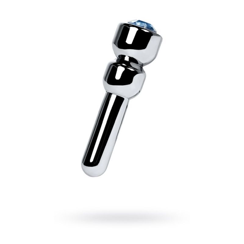 Silver Metal Urethral Plug w Sapphire Rhinestone Small-717308