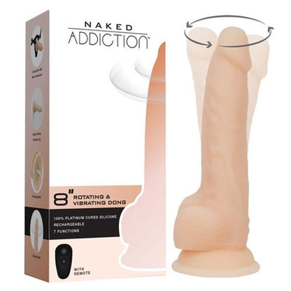 Rotating 8in Vibrating Dildo w Remote Vanilla-88125