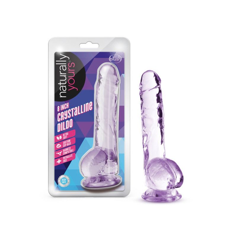 Naturally Yours 8" Crystaline Dildo Amethyst-BL-51501
