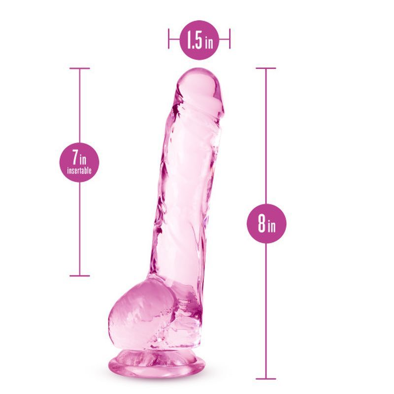 Naturally Yours 8" Crystaline Dildo Rose-BL-51500