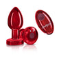 Cheeky Charms Red Rechargeable Vibrating Metal Butt Plug w Remote Medium-VB-CC9143