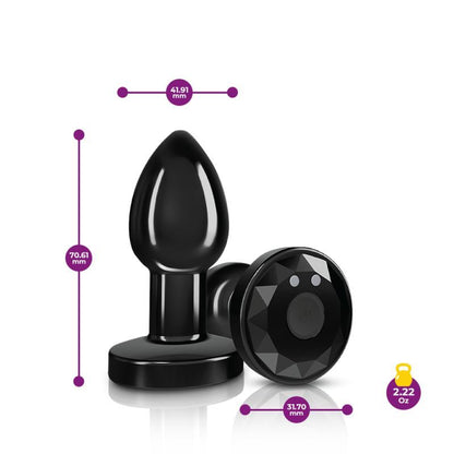 Cheeky Charms Gunmetal Rechargeable Vibrating Metal Butt Plug w Remote Small-VB-CC9144