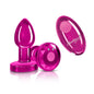 Cheeky Charms Pink Rechargeable Vibrating Metal Butt Plug w Remote Small-VB-CC9146
