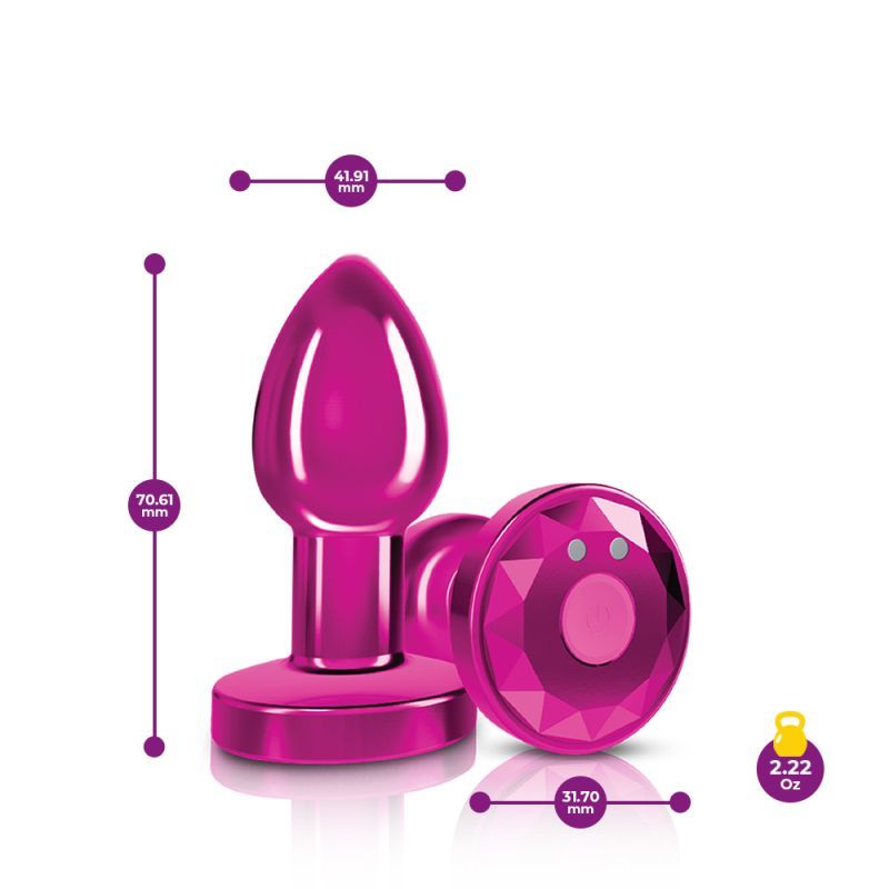 Cheeky Charms Pink Rechargeable Vibrating Metal Butt Plug w Remote Small-VB-CC9146
