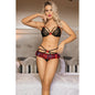 School Night 2 Pc Bra and Skirt Red Black-81556-RED/BLK-L/XL