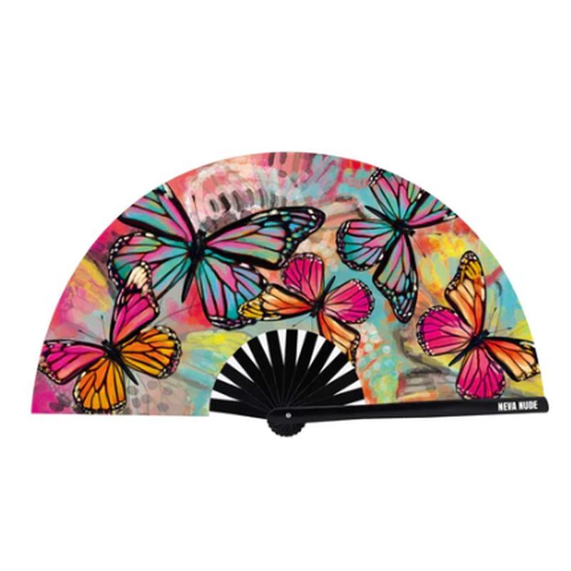 Flutter By Butterfly Blacklight Folding Fan-FAN-BTF-01