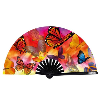 Butterfly Garden Blacklight Folding Fan-FAN-BTF-04