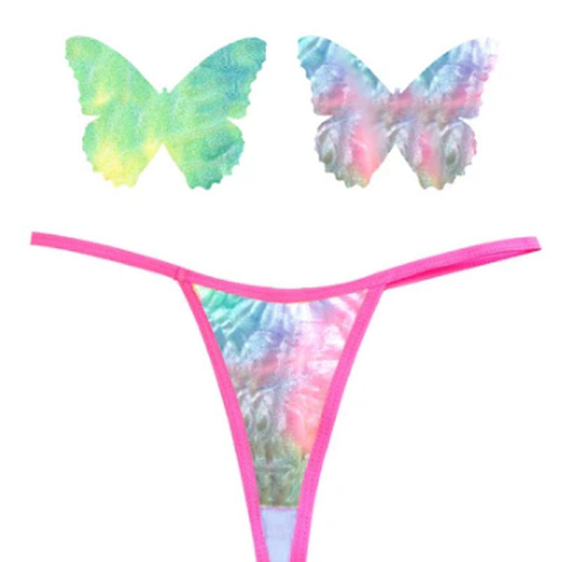 Rainbow Sherbet Tie Die Butterfly Pastie and Panty Set-GST-RST-NK