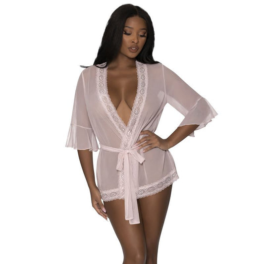 Robe with Lace Trim Blush-M281-BLS-MED