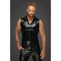 Snake Wetlook Sleeveless Zip-up Top with Sheer Hood-H066-BLK-S