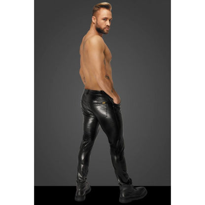 Snake Wetlook Long Pants with Back Pockets-H067-BLK-S