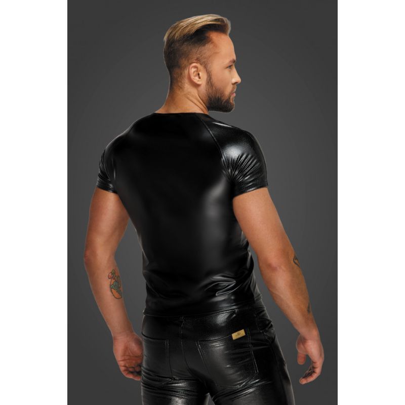 Wetlook T-Shirt with Snake Wetlook Sleeves-H070-BLK-S