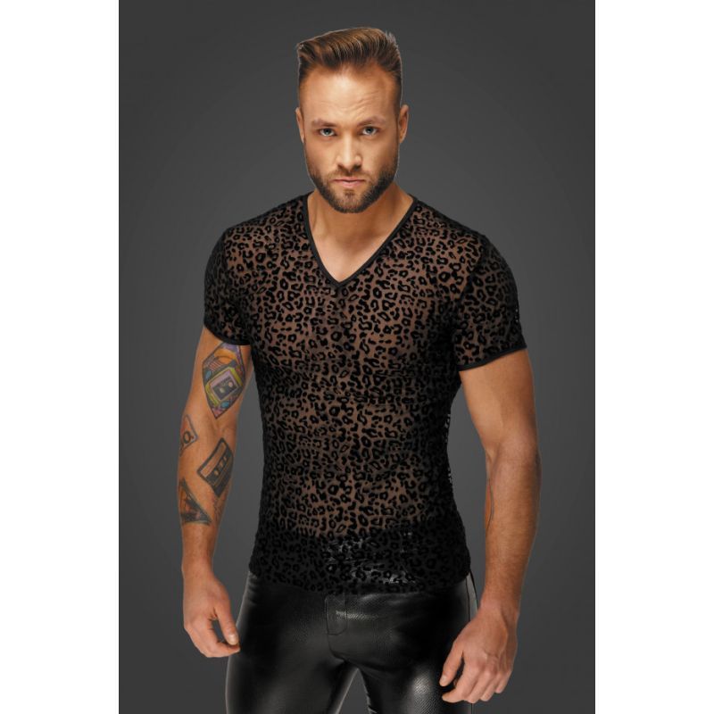 Leopard Flock V-Neck T-Shirt-H071.00004