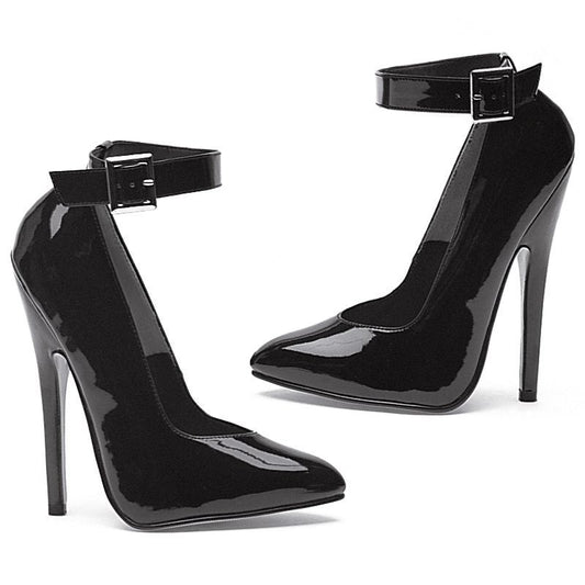 Fetish Pump w Ankle Strap Black 6in-8261-BLK-7