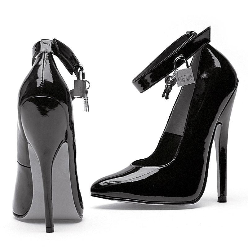 Fetish Pump w Lock and Key Black 6in-8267-BLK-8
