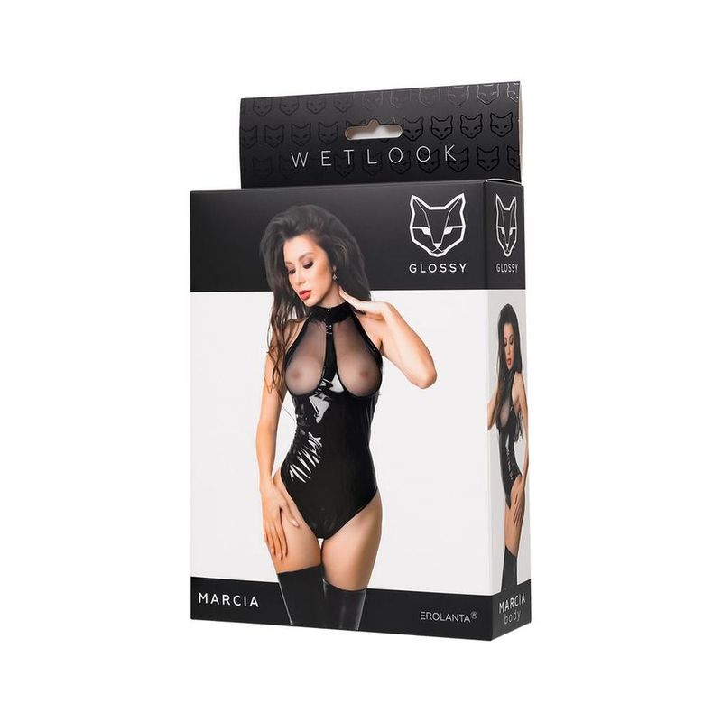 Glossy Marcia Bodysuit-955047-BLK-M