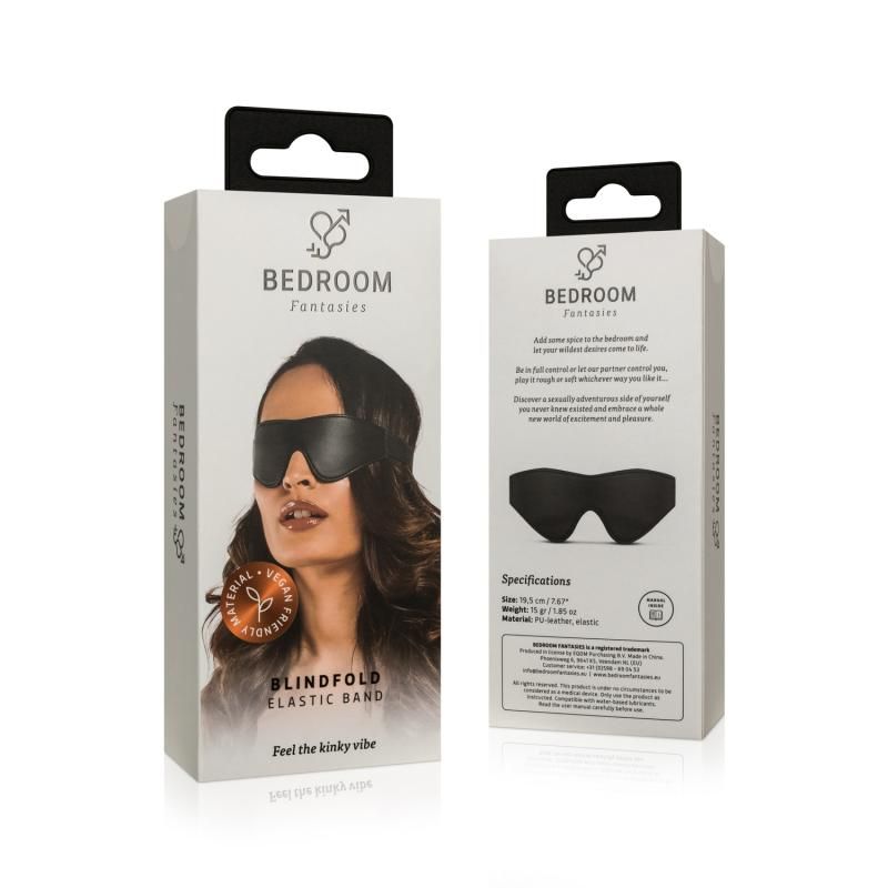 Faux Leather Blindfold Black-BF024BLK