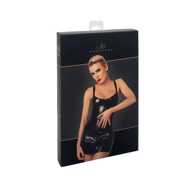 Starlet Wetlook Minidress w Ring Belt-F320-BLK-S