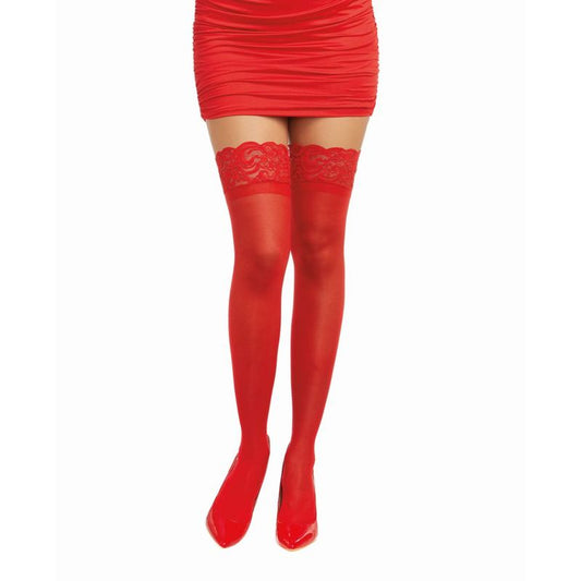 Dreamgirl Lace Top Thigh High Stockings Red-0005-RED-O/S