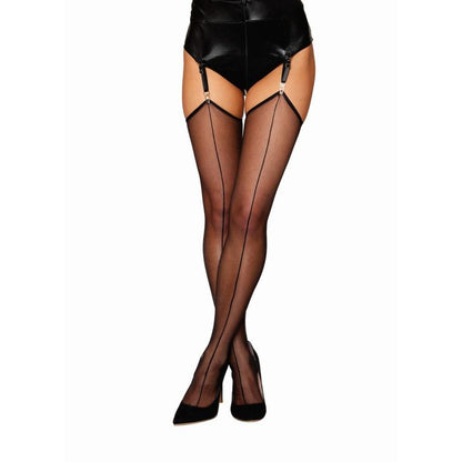 Dreamgirl Raw Edge Sheer Thigh High Stockings Black-0492-BLK-O/S