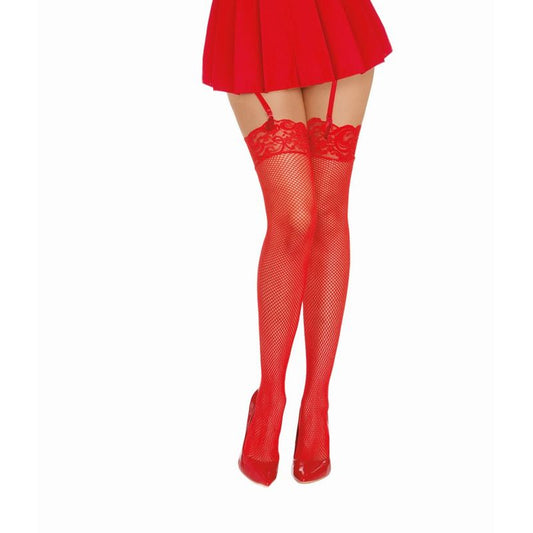 Dreamgirl Thigh High Fishnet Stockings Red-0006-RED-O/S