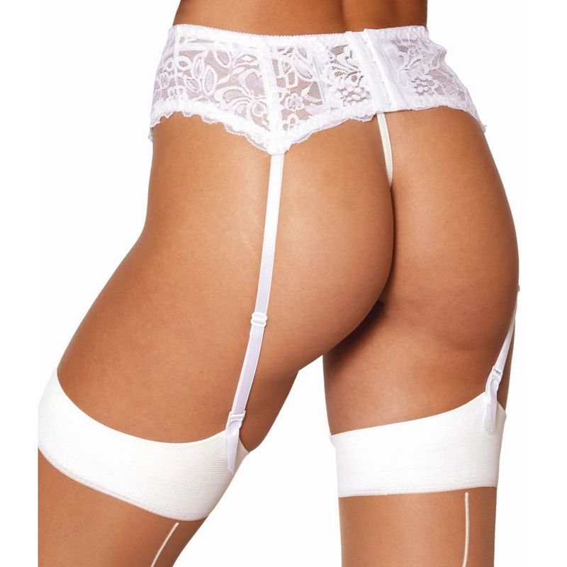 Dreamgirl Lace Garter Belt White-8735-WHT-O/S
