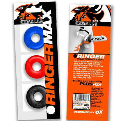 Ringer Max 3 Pc Multi Colour Cockring Set-OX-3200-MTL
